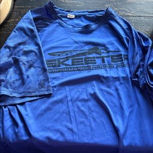Men’s Short-Sleeve Blue Performance Tee UPF 50.  Skeeter